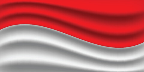 Indonesian Flag With Wavy Effect