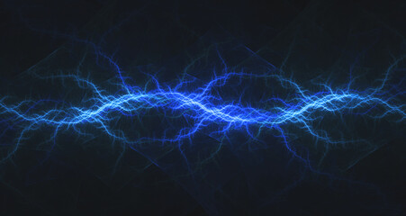 Cool blue abstract lightning, plasma and power element background - 612040861