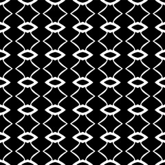  Background with abstract shapes. Black and white texture. Seamless monochrome repeating pattern  for decor, fabric, cloth. 
