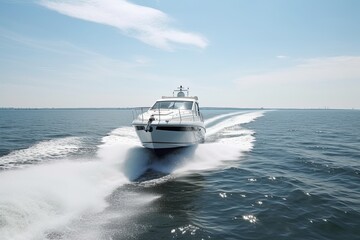 High-speed sea yacht, travel by sea. Generative ai.