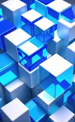 Obraz premium Shiny realistic 3d rendering illustration of cube shapes background.