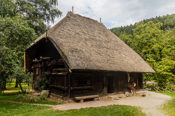 Fototapeta na wymiar Farmhouse in Black Forest Open Air Museum in Gutach village in Baden-Wuerttemberg, Germany