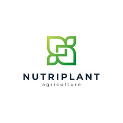 letter N with leaf for plant nutrition and agriculture logo design