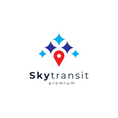 star and pin for travel and transport logo design