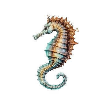 Sea horse isolated on transparent background, created with generative AI