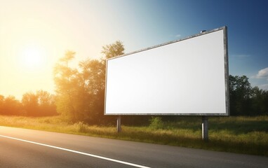 Blank billboard on the road. Generative AI technology.