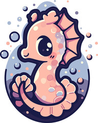 Cute cartoon seahorse. 