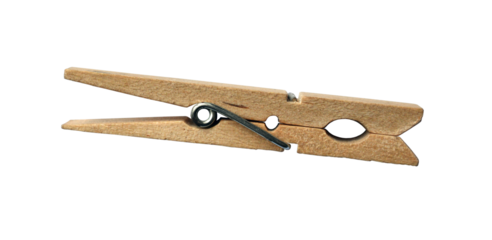 Wooden clothespin isolated on the transparent background