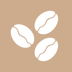 Coffee beans icon on brown background