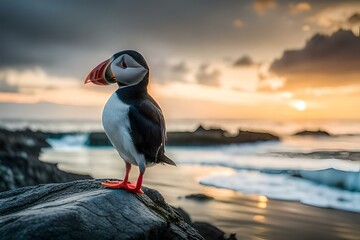 Atlantic puffin or common puffin or common puffin generated by ai