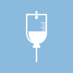IV bag icon on blue background