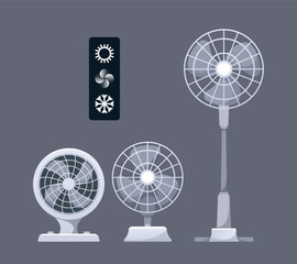Obraz premium Electric Fans, Air Circulation Climate Equipment, Cooling Fan Types For Hot Weather Of Different Types