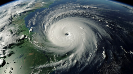 Wirbelsturm über Satelit von oben auf die Erde, ai generativ