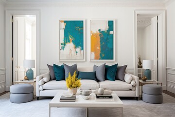 Close-up Details of a Luxurious 3D Rendered Couch in a Modern Living Room..