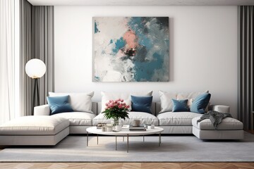 Close-up Details of a Luxurious 3D Rendered Couch in a Modern Living Room..
