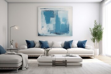 Detailed 3D Render View of an Artistic Painting in a Stylish Living Room..
