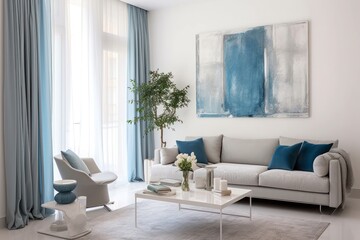 Detailed 3D Render View of an Artistic Painting in a Stylish Living Room..