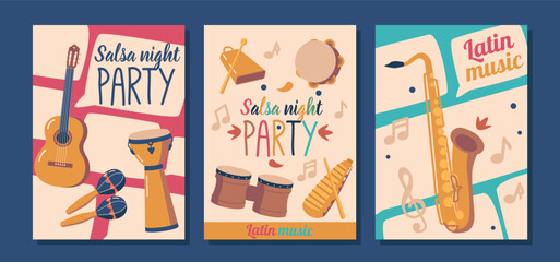 Vibrant Latin Music Posters Showcasing The Energy And Passion Of Latin Music Culture. Colorful Designs - obrazy, fototapety, plakaty