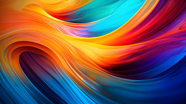 abstract colorful background with smooth wavy lines in orange red and blue colors Generative AI