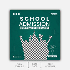 School admission social media post banner design. back to school social media post banner design   Back to school admission promotion social media post banner template. 