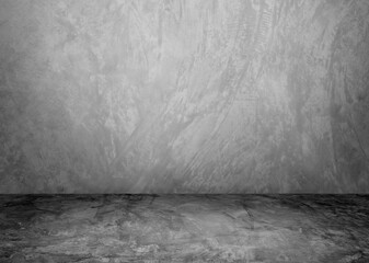Empty of interior decoration perspective from modern bright with black and white distress concrete of architecture building structure background.