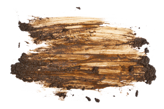 Wet mud, stains texture isolated on white background, top view and clipping path