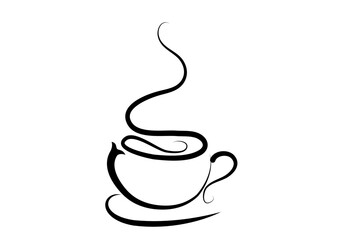 Coffee cup icon vector sketch doodle black line