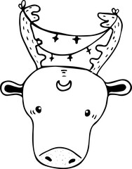 Taurus Astrological Animal in Doodle Style