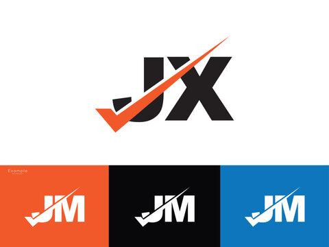 Abstract jx Checkmark Logo, Minimalist jx Logo Letter Design