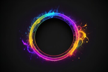 Abstract colorful frame on black background. AI generated