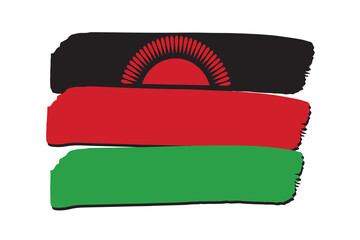 Malawi Flag with colored hand drawn lines in Vector Format