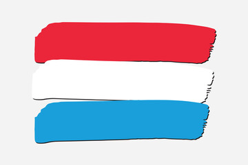 Luxembourg Flag with colored hand drawn lines in Vector Format