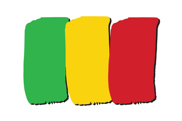 Mali Flag with colored hand drawn lines in Vector Format