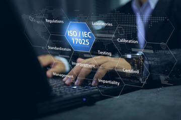 A businessman with ISO IEC 17025, which is the standard of international quality association...