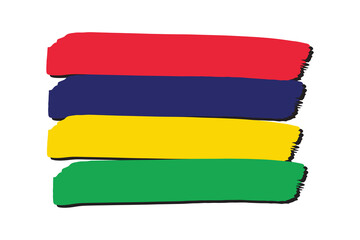 Mauritius Flag with colored hand drawn lines in Vector Format