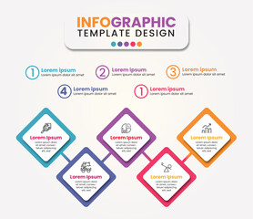 5 steps square template design vector