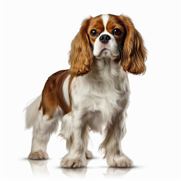 Cavalier King isolated in a white background, ai generative.