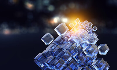 Glowing cubes. Innovation and creativity concept