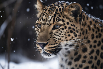 Fototapeta na wymiar Generative AI. a leopard in the snow