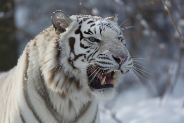 Fototapeta na wymiar Generative AI. a tiger was lying in the snow