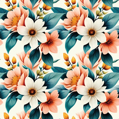 Floral shape watercolor seamless pattern.