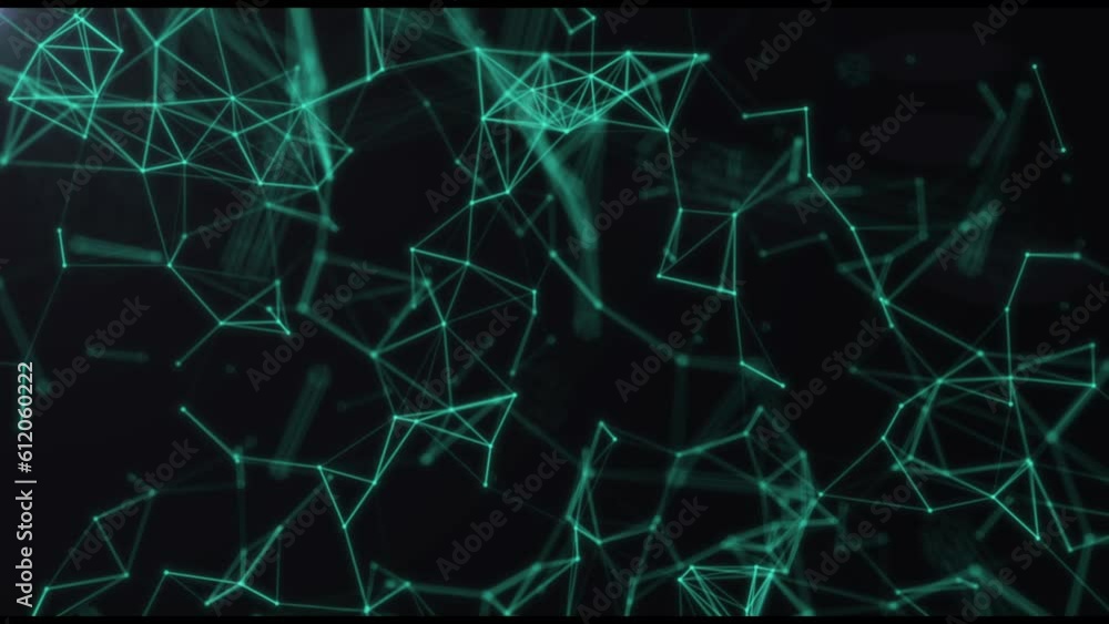 Poster abstract green technology background plexus animation, protect internet network connection with poly