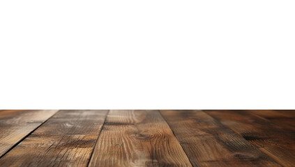 a front view of a dark brown, empty wooden table with transparent background, serving as a blank wood table mockup, Ai generative
