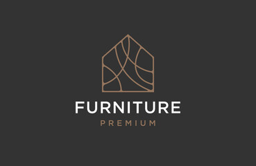 Fototapeta premium Home line furniture logo icon design template flat vector