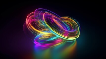 3d rendering. Abstract twisted brushstroke glowing with colorful neon light. Creative wallpaper, Generative AI