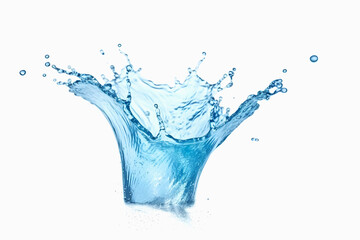 Fototapeta na wymiar Beautiful fairy splash blue transparent water on white background. Generative AI