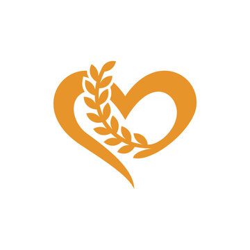 plant wheat love heart icon symbol modern logo design, Traditional Medicine And Skin Care Plant Vector, Hair Care, Symbol Icon Illustration template