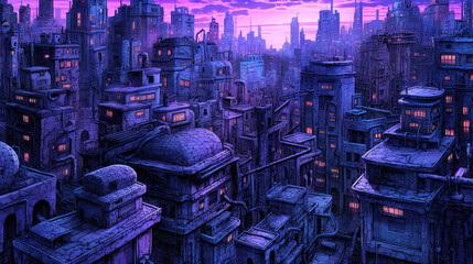Background cities purple