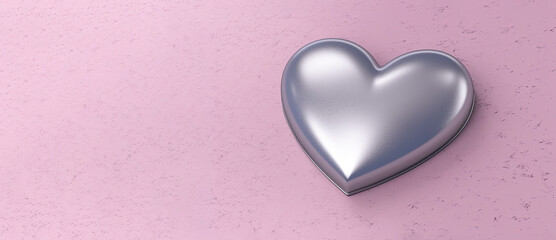 3d metallic heart shape banner on a texture background with copy space generative ai