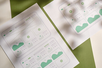 UX website design wireframe. Sketch, prototype, framework, layout future design project. UI/UX -...